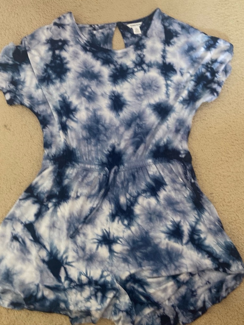 Nordstrom Navy and White Tie-Dye Girls' Romper